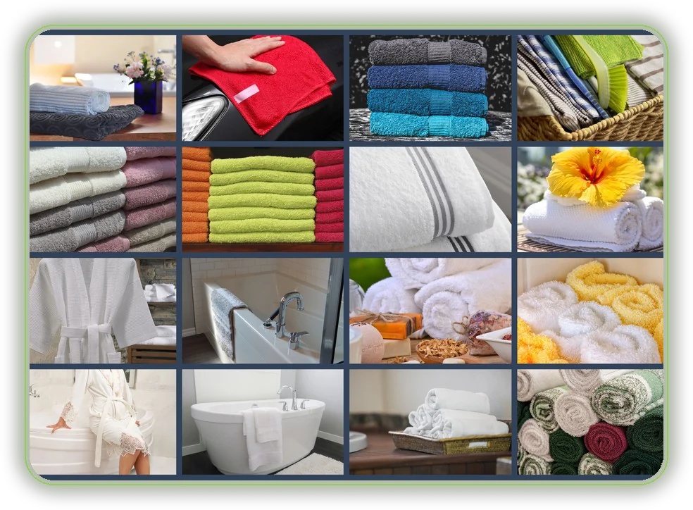 A selection of towels, robes and linens from the range